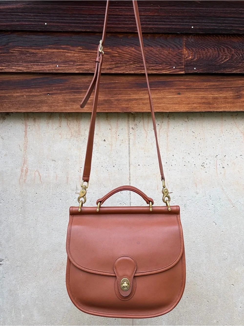 *RARE* Coach Sherbourne #9987 British Tan Leather Vintage 1990s Top Handle Bag - Picture 4 of 12